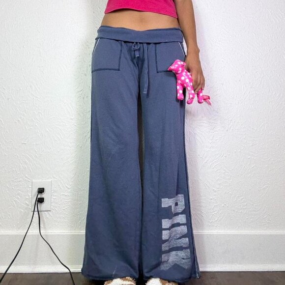 PINK Victoria's Secret Pants - Y2k VICTORIAS SECRET PINK NAVY SWEATPANTS